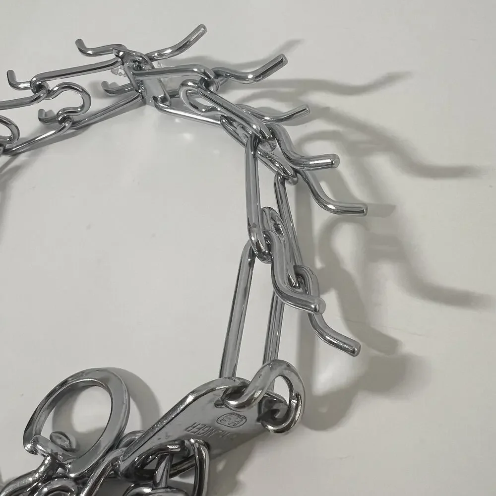 NEW Herm Sprenger Chrome Plated Steel Dog Prong Training Collar Two O-Rings 25”_3